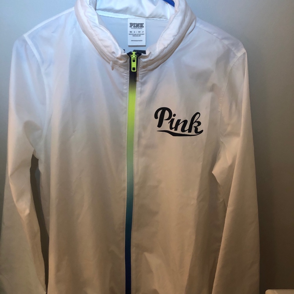 Pink Windbreaker with Rainbow Zipper